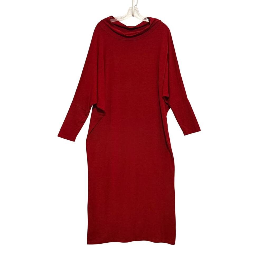 Bryn Walker Ilse Dress Dolmann Sleeve Midi Ponte Knit Red Womens Medium USA